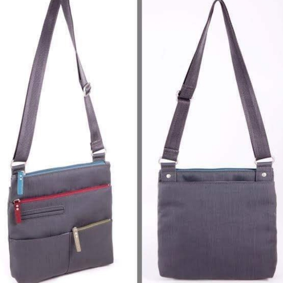 [NWOT] Highway Buzz - Nico Multi-Pocket Bag | Stone Gray x Azure x Red x Ochre - Picture 1 of 12